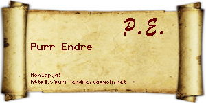 Purr Endre névjegykártya